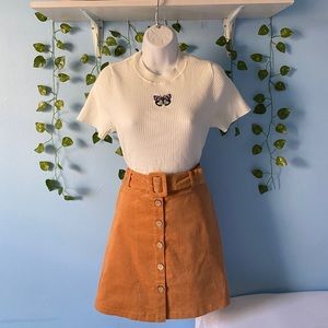 Corduroy skirt with front buttons, size S